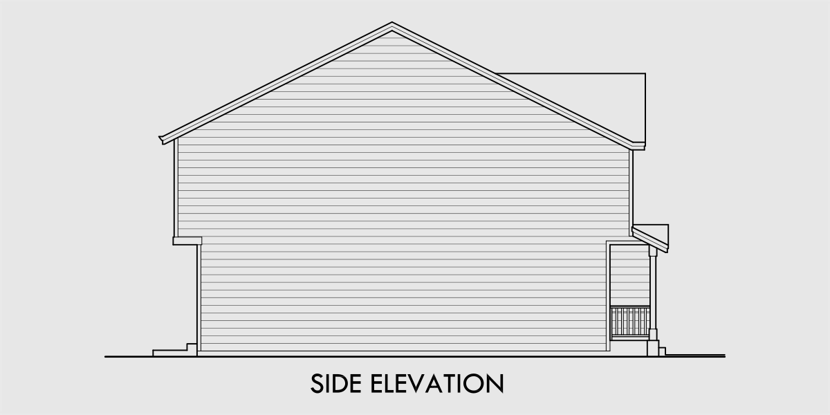 House rear elevation view for FV-594 Narrow 5 Plex Townhouse Plan