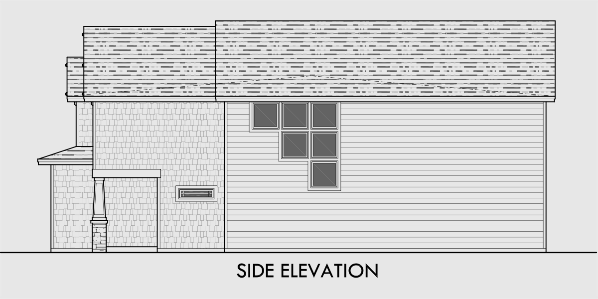 House rear elevation view for D-651 Townhouse Duplex Plan