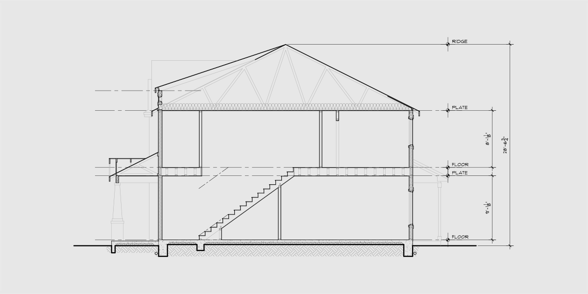 House side elevation view for D-658 Custom Duplex House Plan