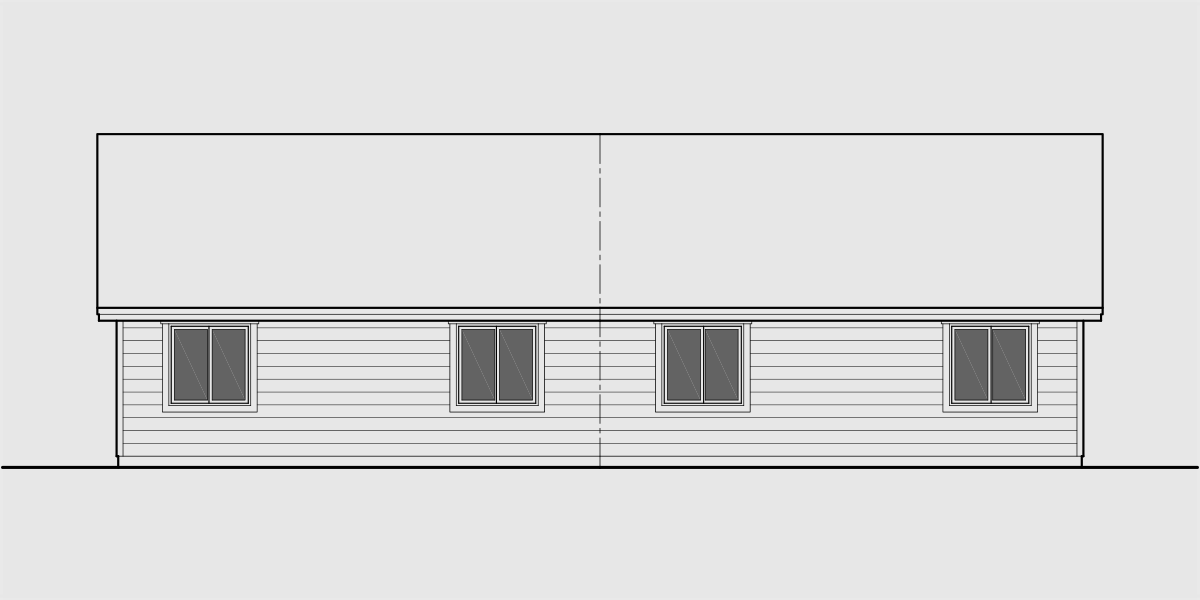 House side elevation view for D-659 Single Level Ranch Duplex House Plan D-659