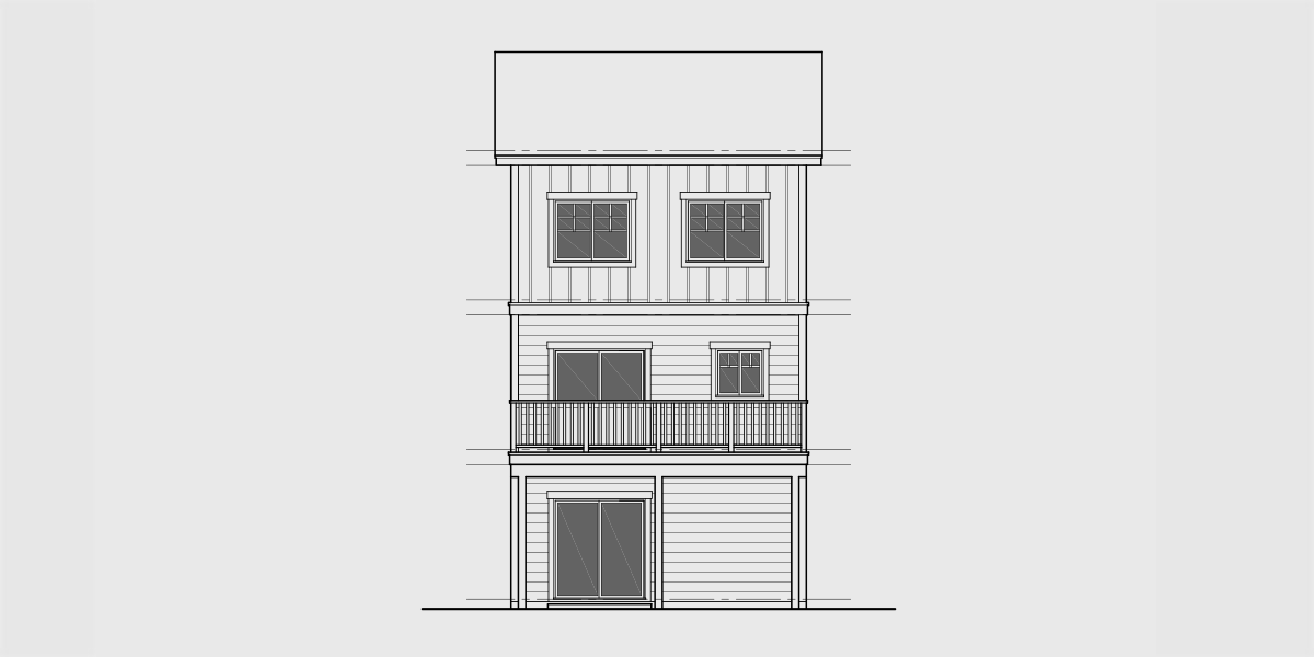 House side elevation view for 10207 Single town house plan cross section 10207