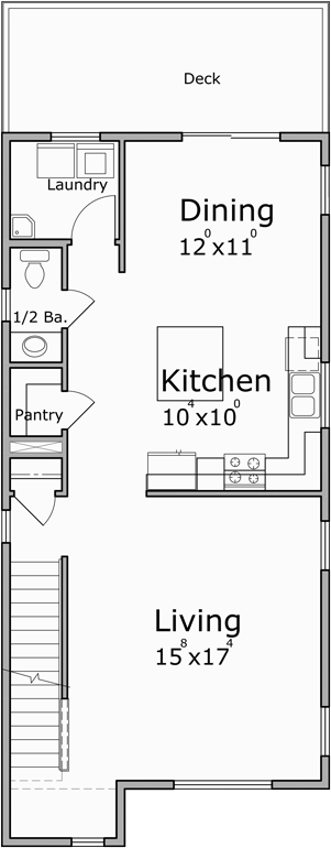 Main Floor Plan for 10207 Single town house plan cross section 10207