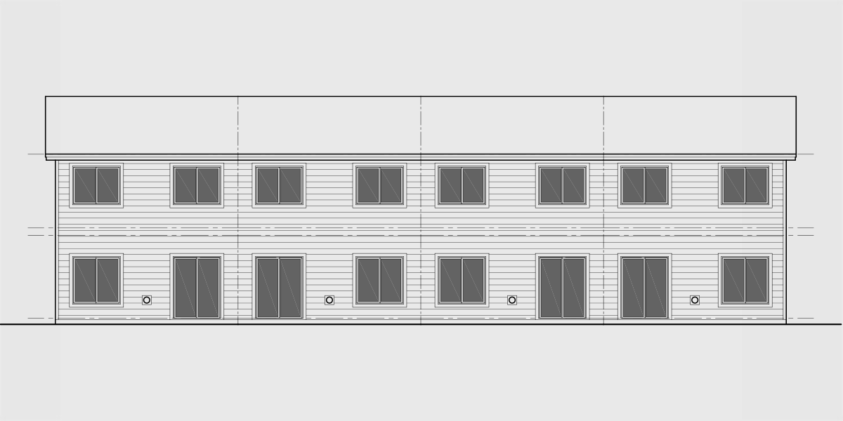 House rear elevation view for F-600 Four Plex F-600 Floor Plan 