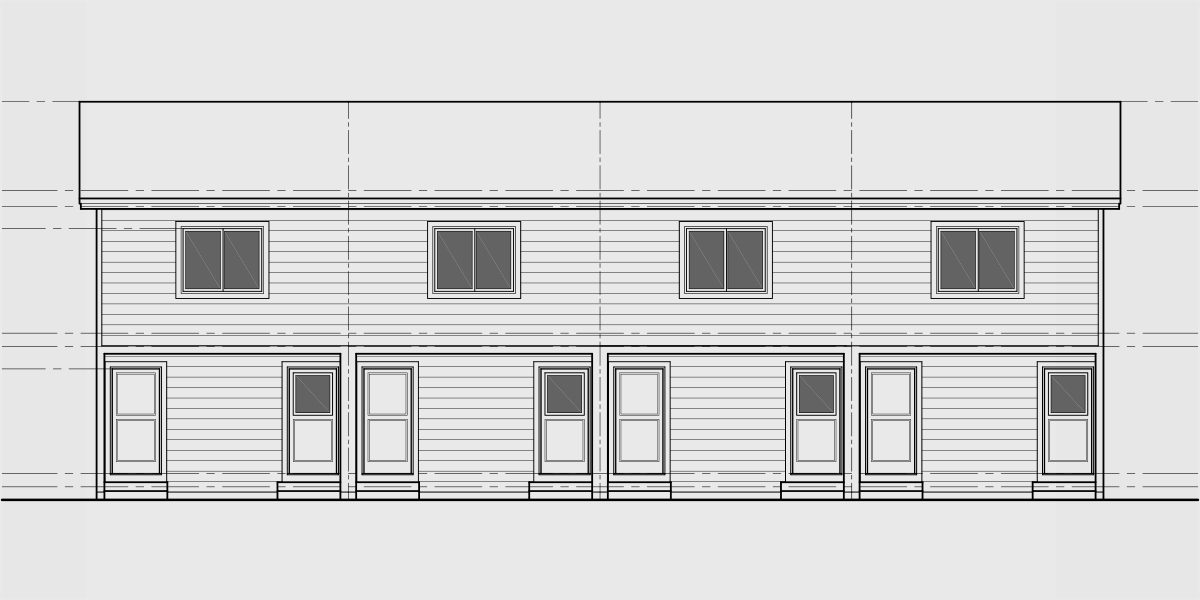 House side elevation view for F-616 Modern town house plan w/ double master F-616