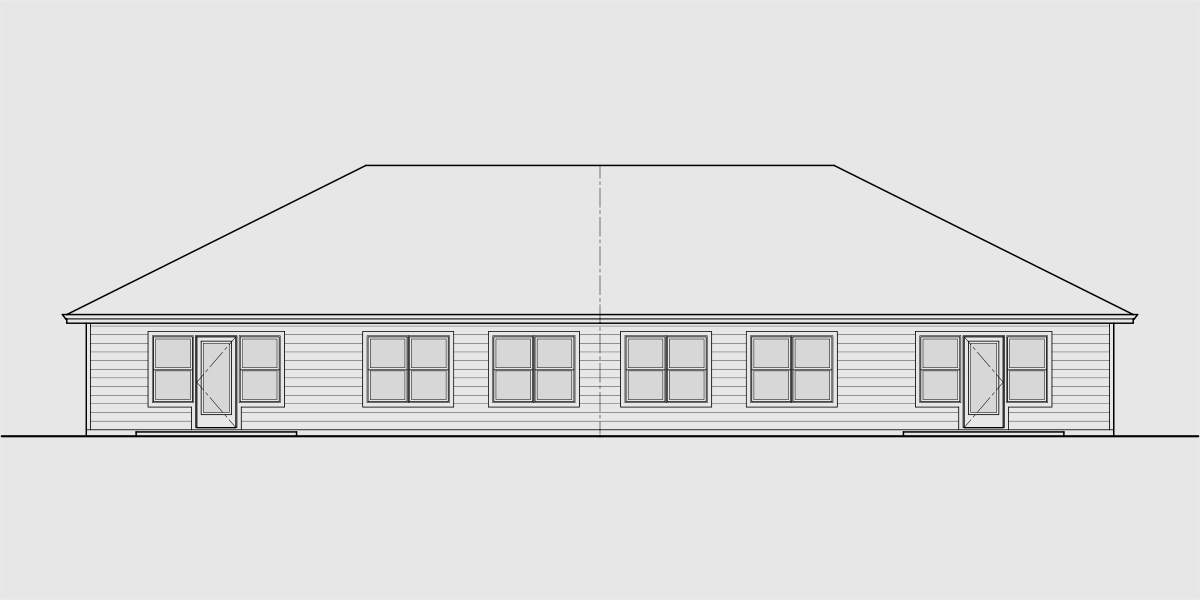 House side elevation view for D-666 Single level duplex 2 car garage 3 bedroom D-666