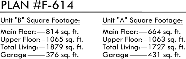 Additional Info for Two Story Modern Town House Plan with 2 Car Garage F-614