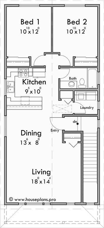  Triplex  House  Plan  For Narrow Lot Stacked Units 