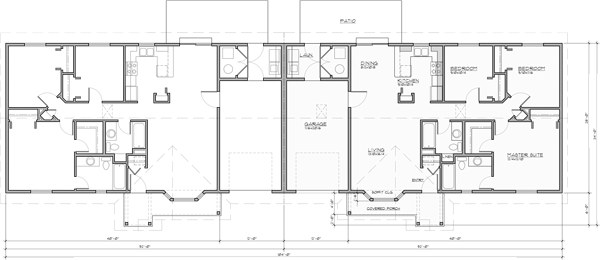 3 Bedroom 2 Bath Ranch Duplex House Plan D 643