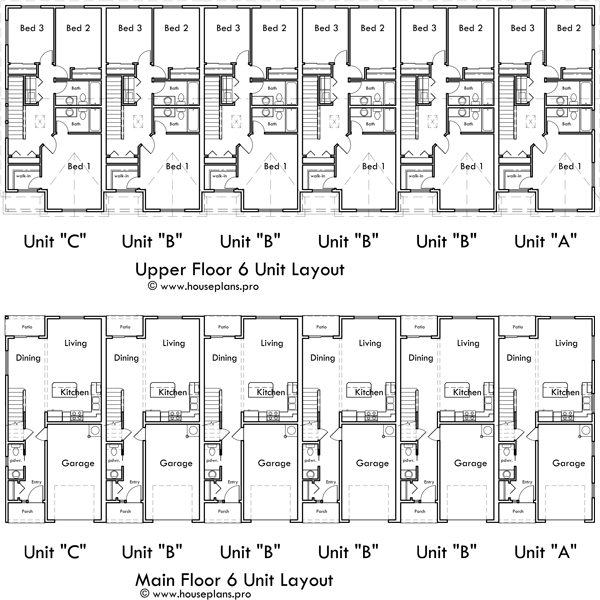 Additional Info for Craftsman Town House Plan: 3 Bedroom, 2.5 Bath, with Garage S-743