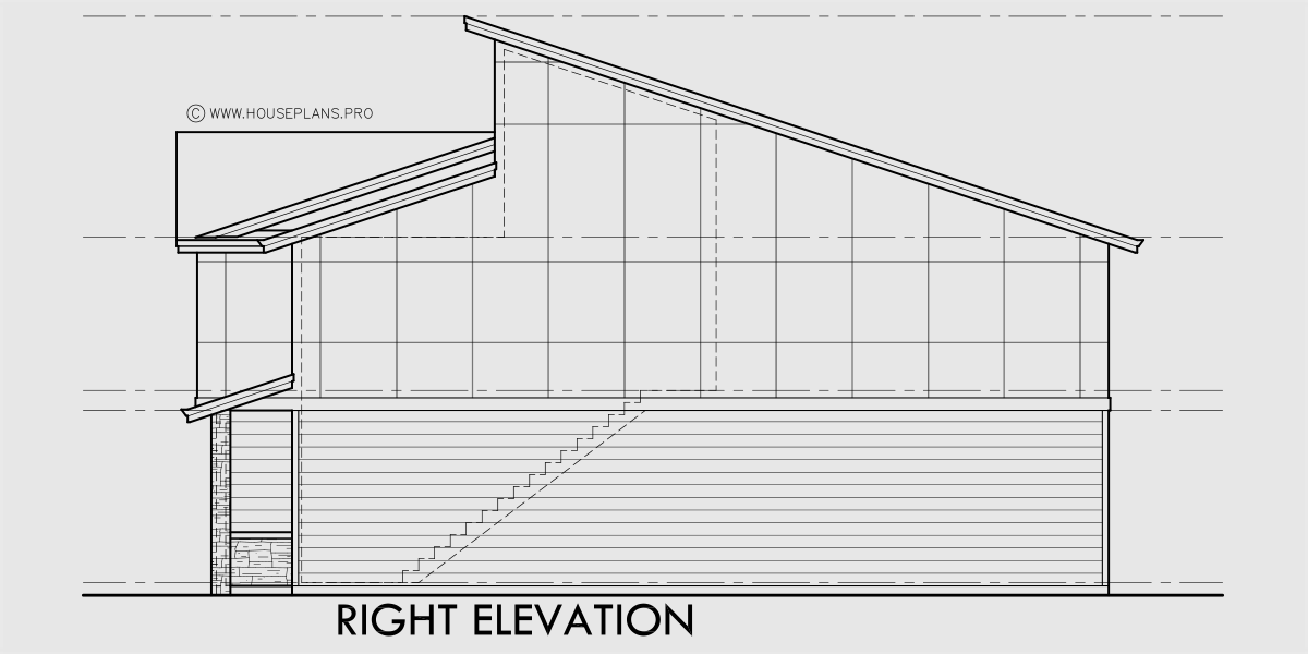 House rear elevation view for D-668 Two unit Modern town house plan D-668