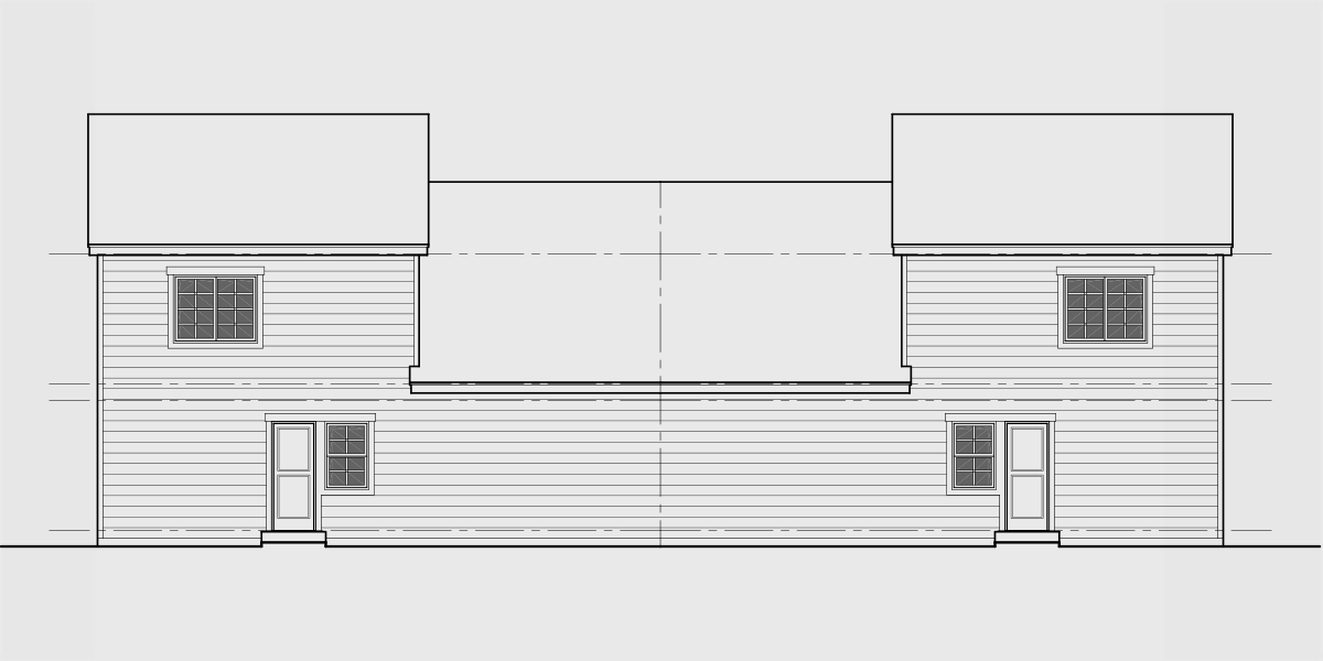 House side elevation view for D-671 Craftsman duplex house plan 3 bedroom 2 1/2 bath and garage D-671