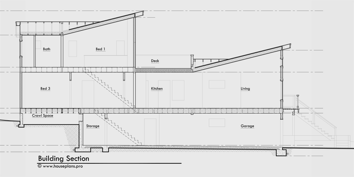 House rear elevation view for D-676 Modern Duplex house plan for great view lots