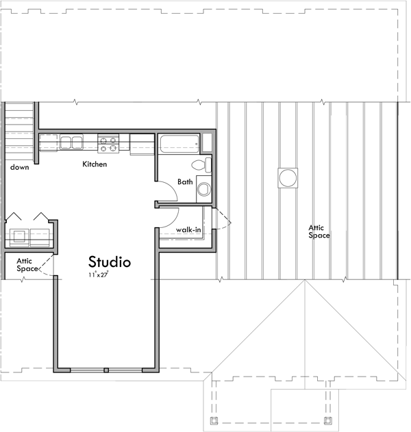 Upper Floor Plan 2 for Senior living with caretaker studio D-685