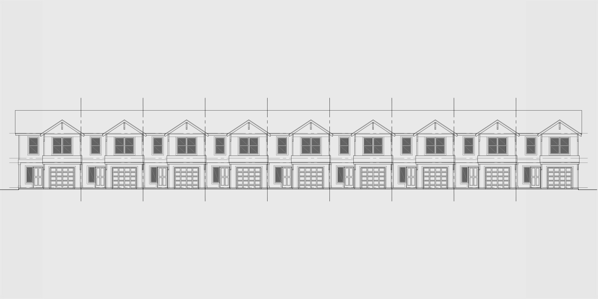 House front drawing elevation view for N-746 Nine unit town house plan N-746