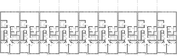 Upper Floor Plan 2 for Nine unit town house plan N-746
