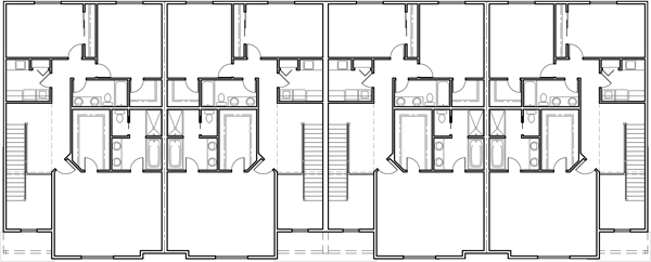 Modern Four Plex House With 2 Car Garage F625