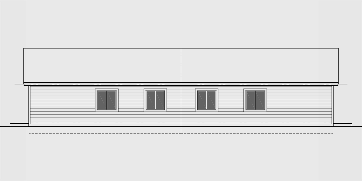 House side elevation view for D-686 Ranch 3 bedroom duplex house plan D-686