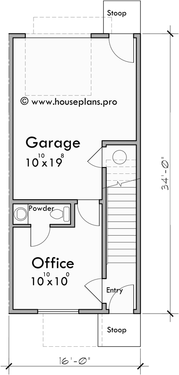 Lower Floor Plan for S-747 Discover the perfect 6-plex town house plans for your needs, complete with narrow 16 ft wide units. Whether you're a homeowner or builder, create with confidence!