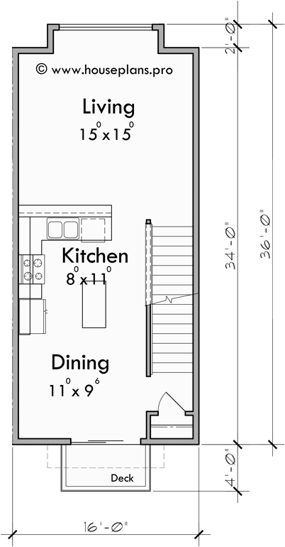 Main Floor Plan for S-747 Discover the perfect 6-plex town house plans for your needs, complete with narrow 16 ft wide units. Whether you're a homeowner or builder, create with confidence!