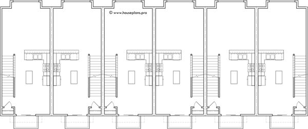 Main Floor Plan 2 for S-747 Discover the perfect 6-plex town house plans for your needs, complete with narrow 16 ft wide units. Whether you're a homeowner or builder, create with confidence!