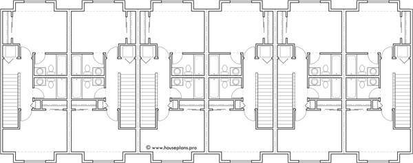 Upper Floor Plan 2 for Discover the perfect 6-plex town house plans for your needs, complete with narrow 16 ft wide units. Whether you're a homeowner or builder, create with confidence!