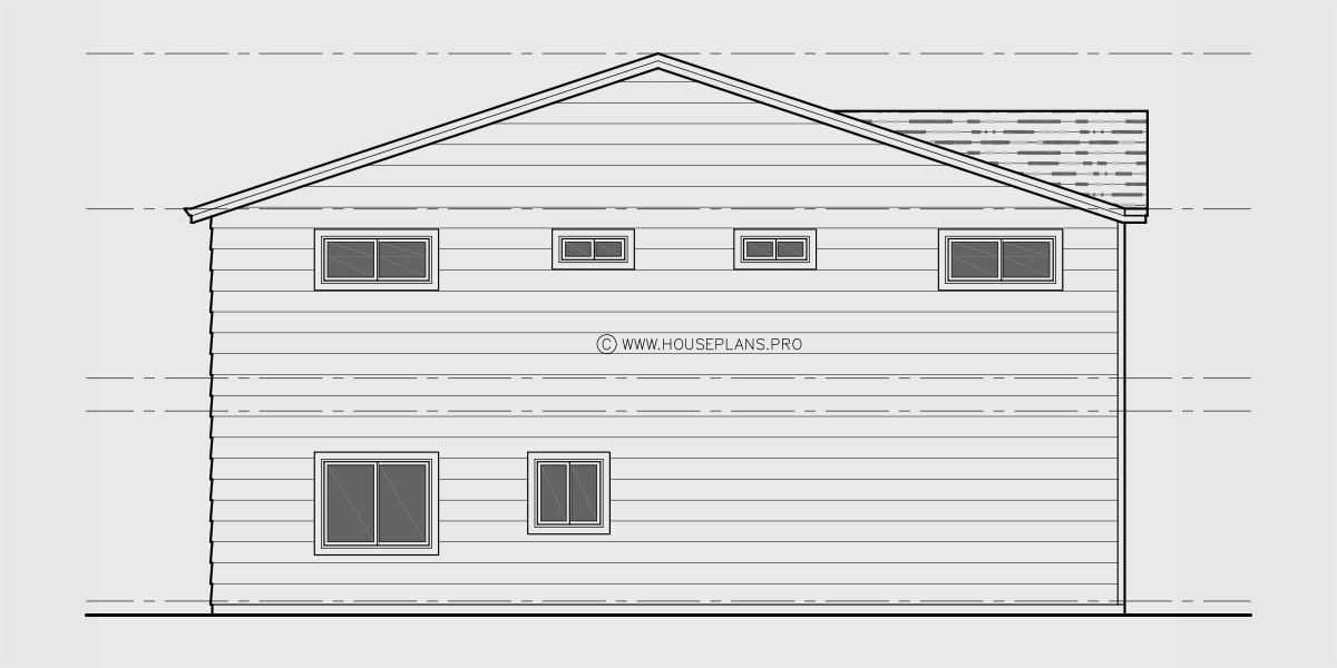 House rear elevation view for D-693 Modern duplex house plan D-693