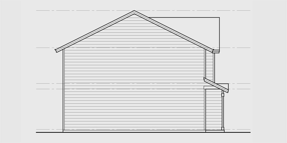 House rear elevation view for F-634 4 plex, 3 bedroom, no garage, F-634