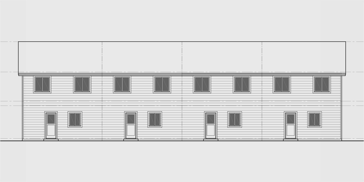 House side elevation view for F-634 4 plex, 3 bedroom, no garage, F-634