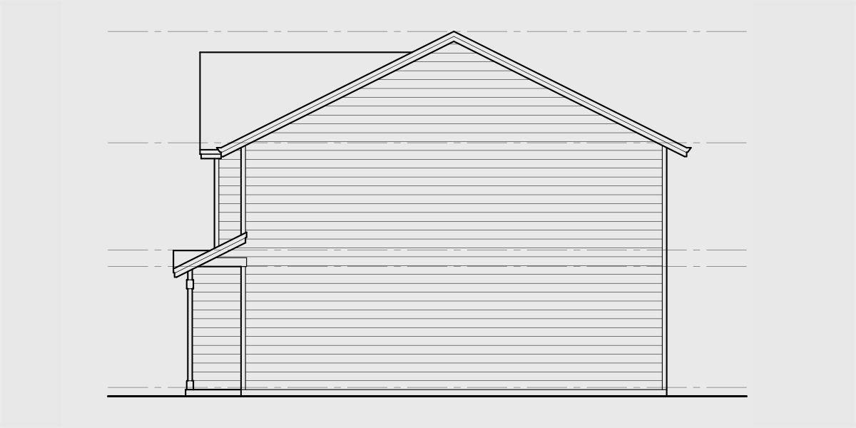 House rear elevation view for F-634 4 plex, 3 bedroom, no garage, F-634