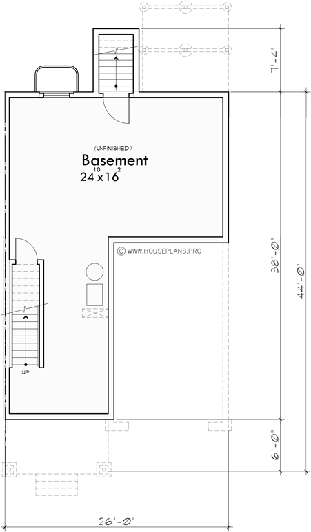 Basement Floor Plan for FV-643 Builders and homeowners, explore our collection of luxury townhouse plans, each featuring a basement for added space and functionality. Start your project today!