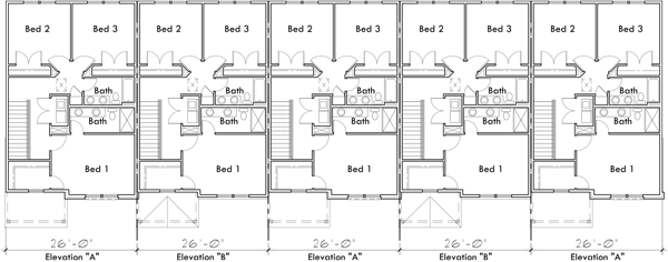 Upper Floor Plan 2 for Luxury town house plan with basement FV-643