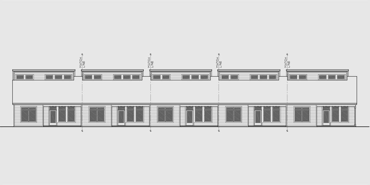 House rear elevation view for FV-658 Luxury town house plan, main floor master bedroom, two car garage, FV-658