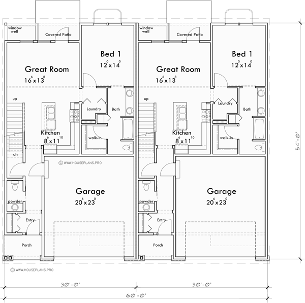 Main Floor Plan for D-737 Invest in modern living with our luxury townhouse plans, complete with a master bedroom on the main floor and an oversized garage. Architectural excellence awaits. Join us in building the future of housing!