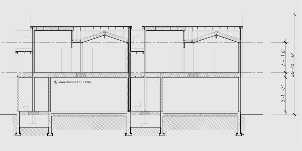 House rear elevation view for D-737 Luxury town house plan master bedroom on the main floor oversized garage D-737