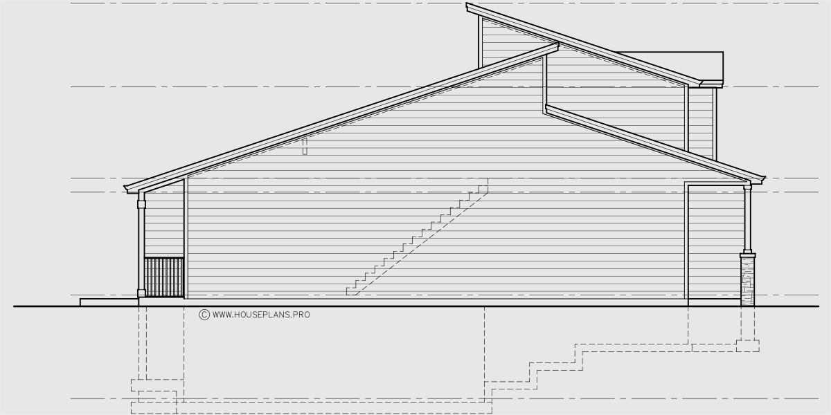 House rear elevation view for D-737 Luxury town house plan master bedroom on the main floor oversized garage D-737