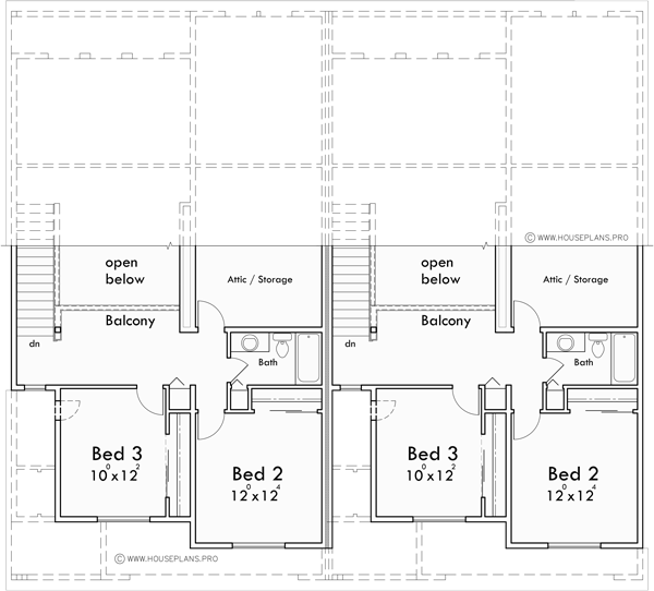Upper Floor Plan for D-737 Invest in modern living with our luxury townhouse plans, complete with a master bedroom on the main floor and an oversized garage. Architectural excellence awaits. Join us in building the future of housing!