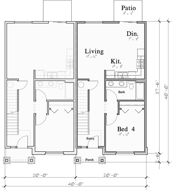 4 Bedroom Duplex House Plan D-734