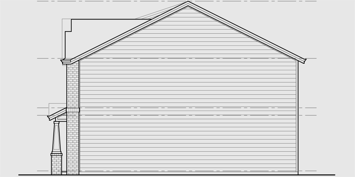 House side elevation view for D-734 4 bedroom duplex house plan D-734