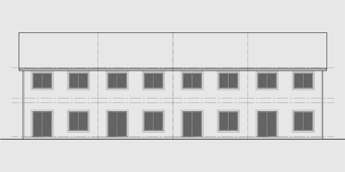 House front drawing elevation view for F-663 4 bedroom town house plan F-663