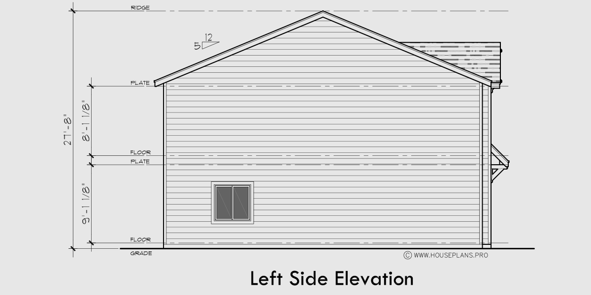 House rear elevation view for FV-665 Experience the elegance and functionality of our 19 ft wide narrow townhouse plans. With 2 master bedrooms and a garage, your dream home awaits. Act now!