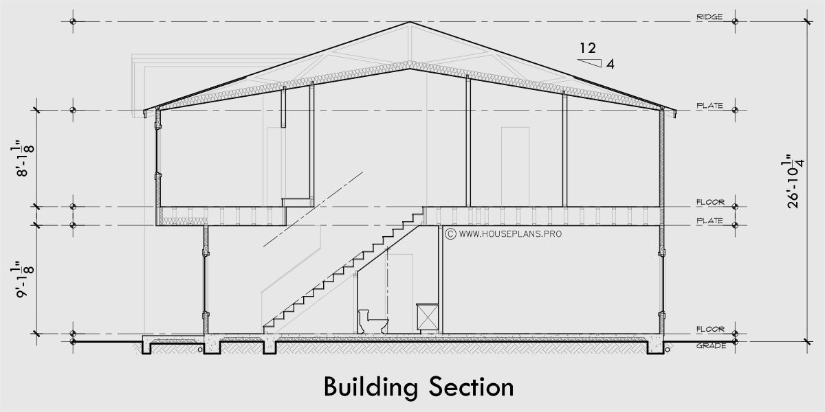 House rear elevation view for D-716 Duplex house plan two street faces D-716