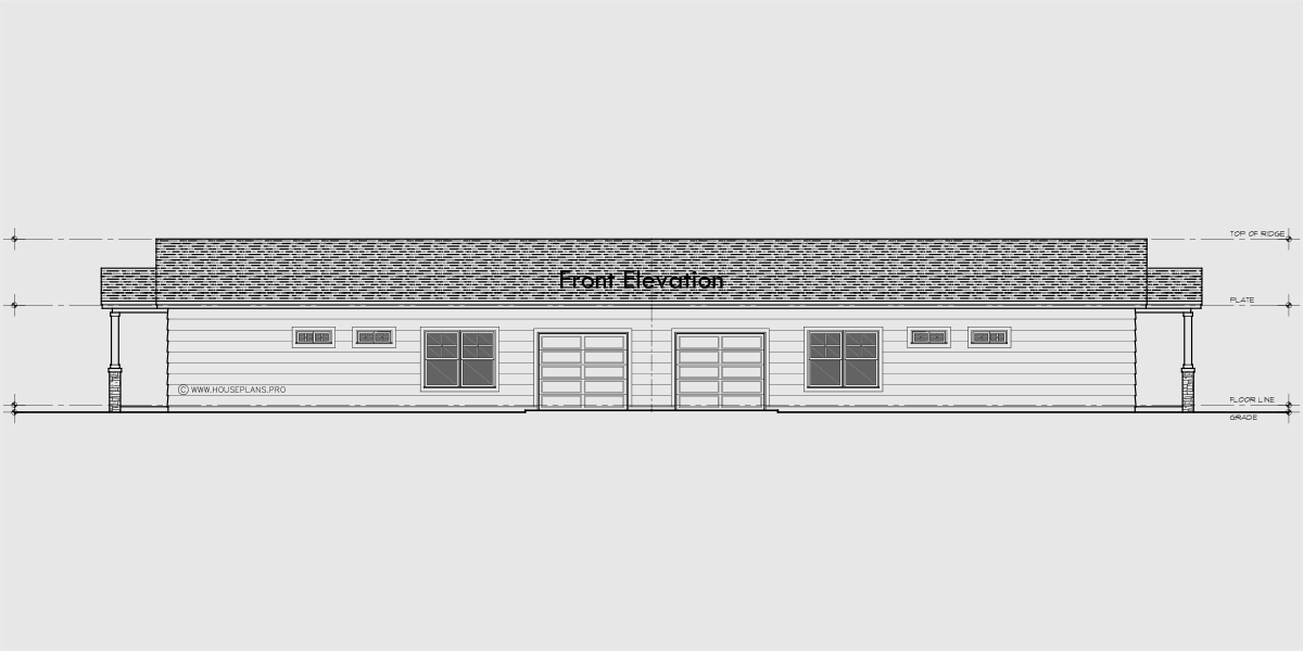 House rear elevation view for D-757 Back to Back Duplex house plan Alley Way D-757