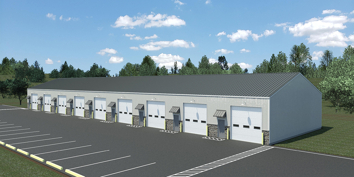 House front color elevation view for N-777 Condo shop storage units townhouse garage N-777