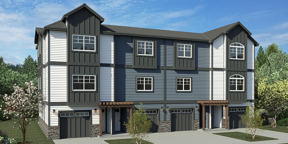 F-716 Narrow town house plan, lots of curb appeal 